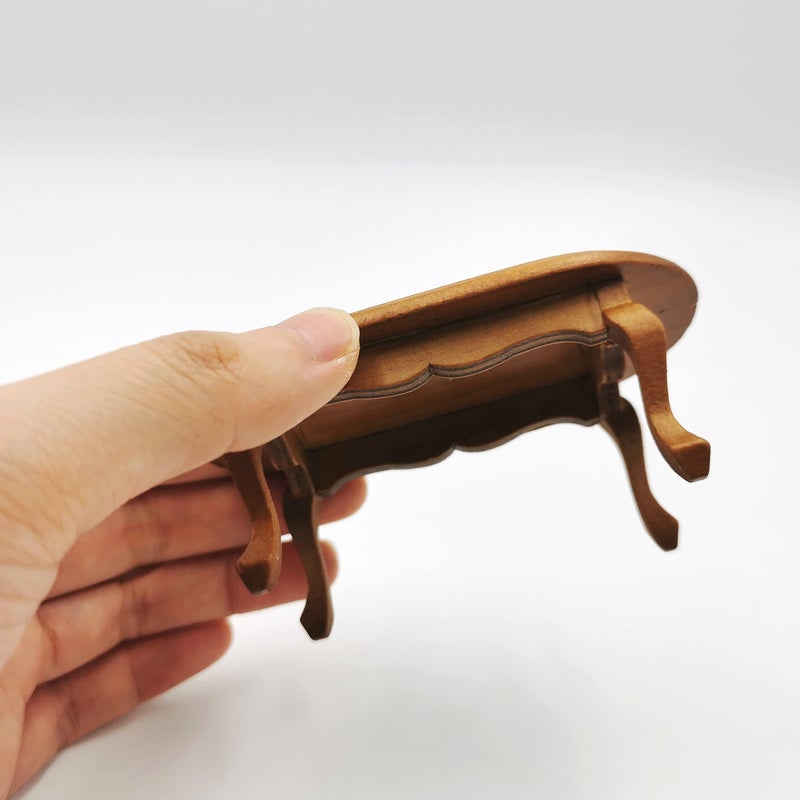 SXFSE Dollhouse Decoration Accessories,1/12 Mini Dollhouse Furniture Miniature Teatable Coffee Table Living Room Toy - Image 3